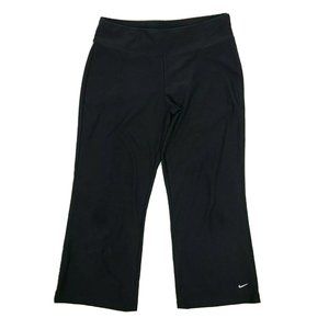NIKE Solid All Black Activewear Crop Leggings Womens Size S Small